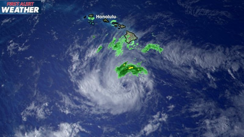 Outer bands of rainfall impacting Hawaii Island