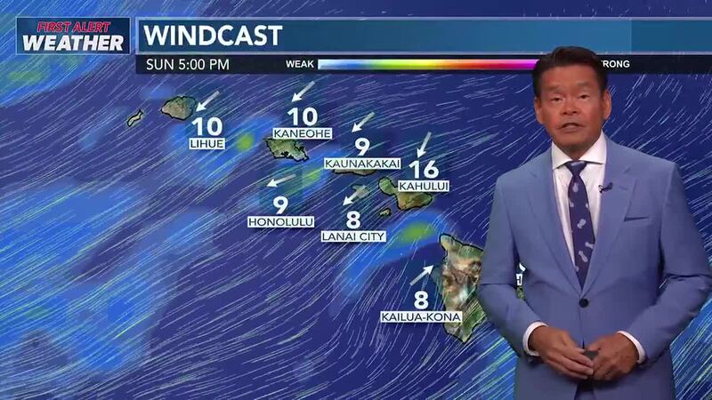 Winds will be light and variable through Wednesday, but rainfall should generally be sparse.