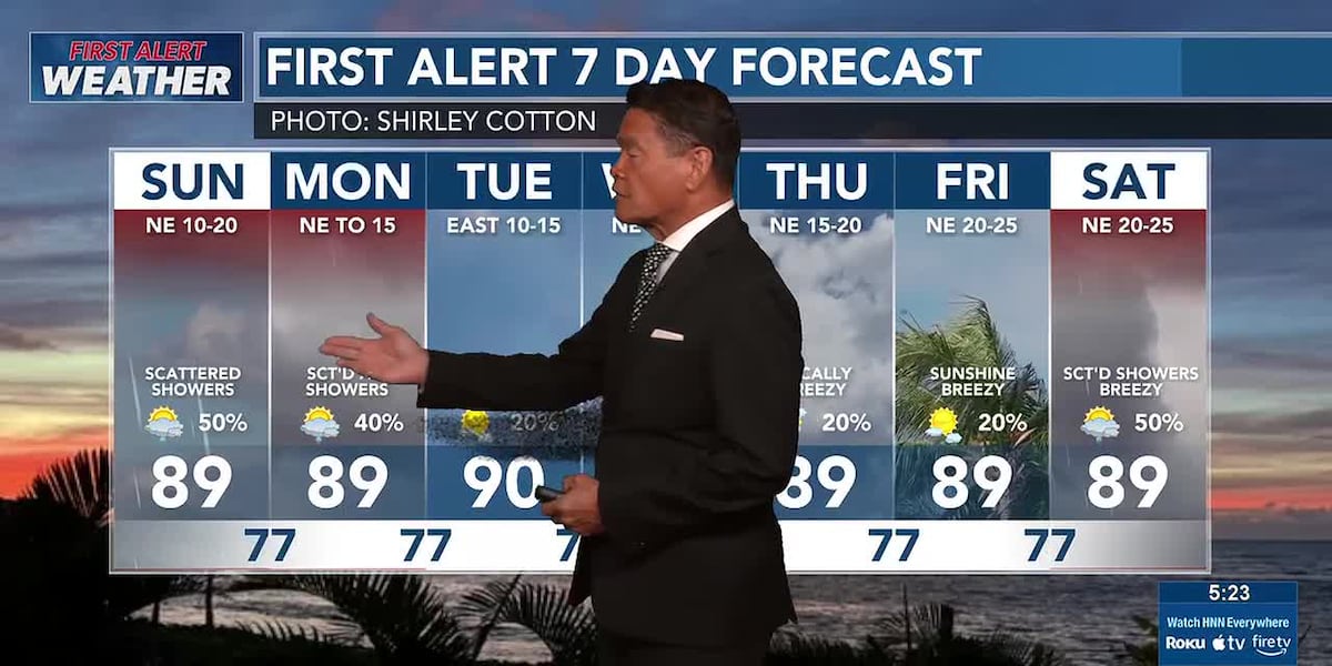 First Alert Forecast: Increased showers possible Sunday for parts of the state