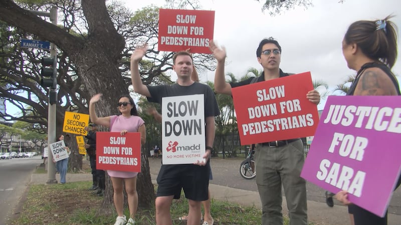 On Saturday, a community sign-waving took place near the bus stop on Kapiolani Boulevard,...