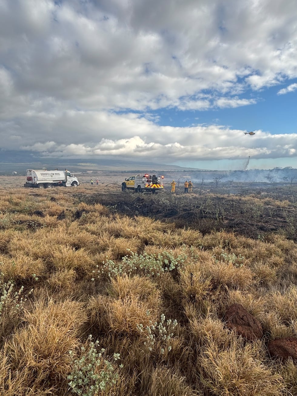 Crews arrived to find an area of brush burning along the highway and into the adjacent pasture.