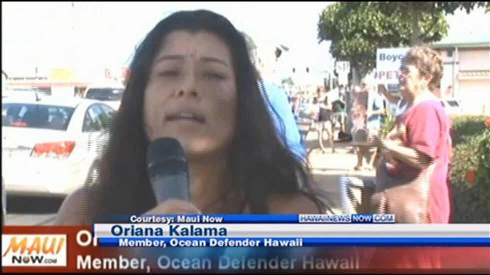 Oriana Kalama, a member of Ocean Defender Hawaii