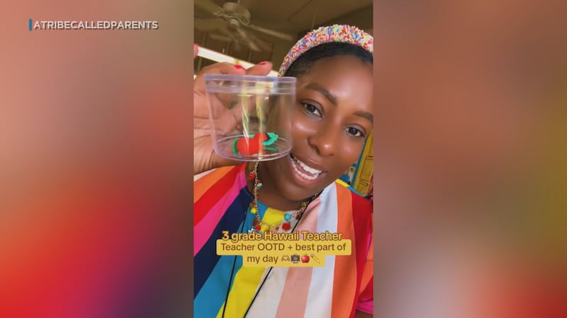 Red Hill Elementary School third-grade teacher N’mmah Kanu shares her progress with her...