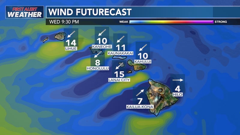 Uptick in showers over Hawaii Island