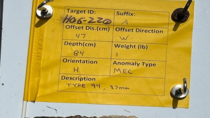 Crews found the explosive buried in a grassy area just north of the Menehune Campground...