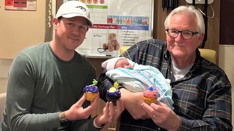 The baby boy’s birth on Tuesday marks three generations of men with the same name and the same...