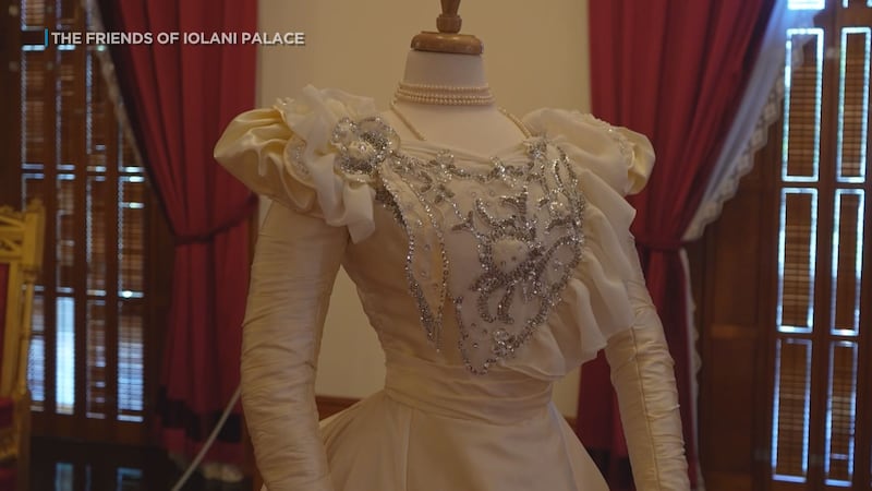 ʻIolani Palace unveiled a reproduction of Princess Kaʻiulani’s ivory gown Friday for her 151st...