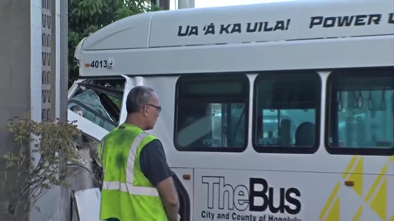 Honolulu city bus crashes into wall