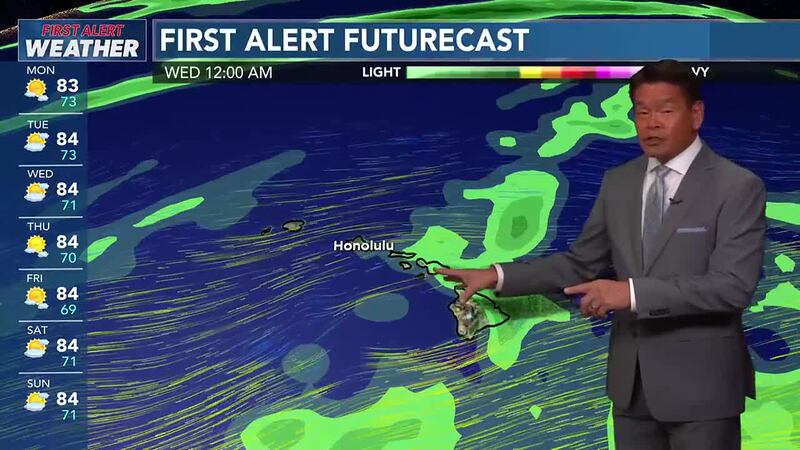 Drier conditions for Monday, but a few more windward showers are possible to ring in the New...