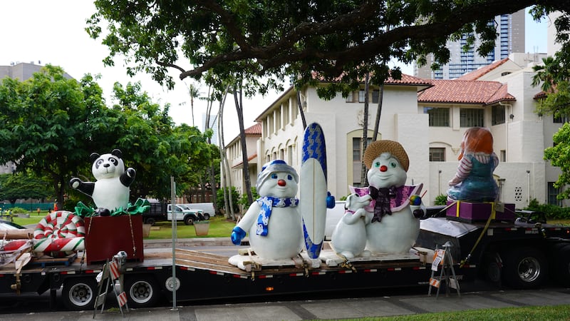 New additions this year include a lighted tunnel, illuminated trees, a train for keiki rides...