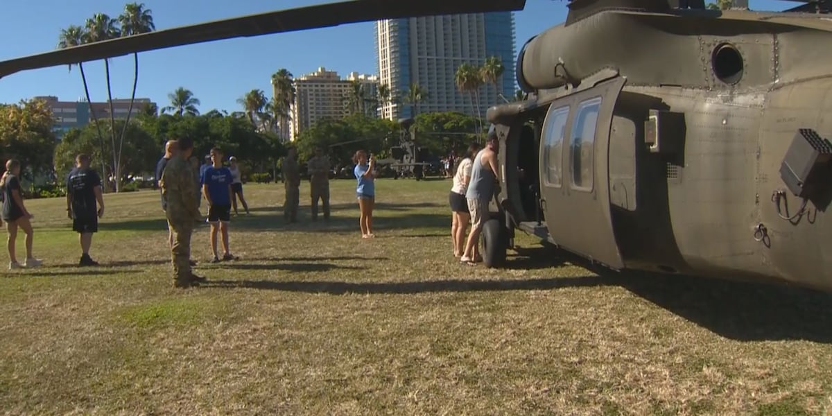 Military helicopters land in Waikiki to celebrate Army's 251st birthday