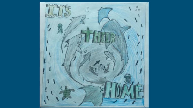 All month, look for ocean-inspired artwork like this from more than 150 Oahu students.