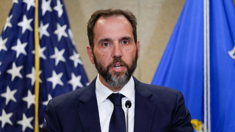 FILE - Special counsel Jack Smith speaks to the media about an indictment of former President...