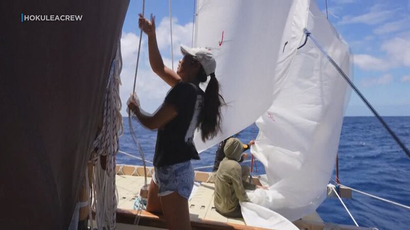 After six days at sea, the canoes are on course and are approximately halfway to the equator.