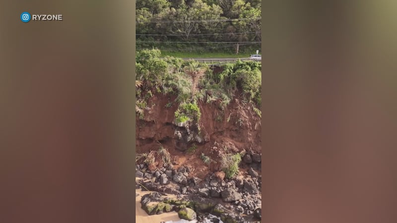 A large landslide at Waimea Bay is creating traffic delays and safety hazards.
