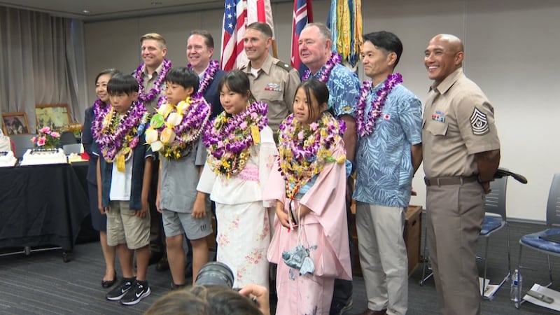 The four kids from Japan arrived in Honolulu Tuesday.