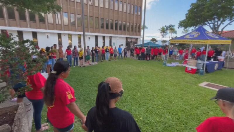 Lahaina families and their supporters gathered together to urge the Maui County Council to...