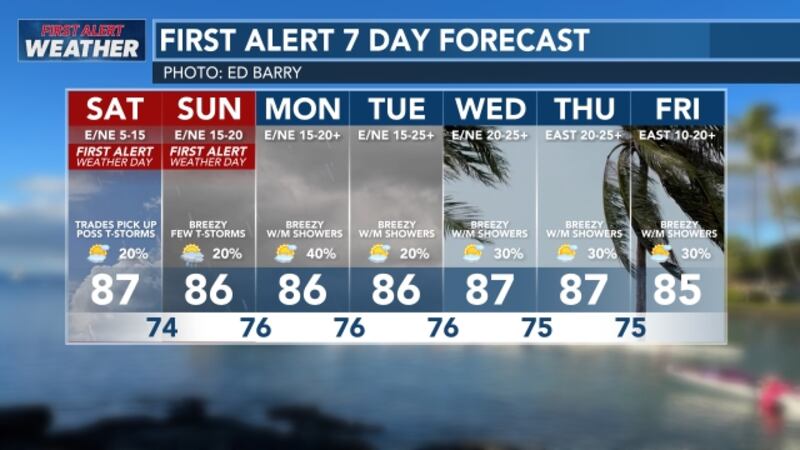 Heavy showers and thunderstorms are possible this weekend.