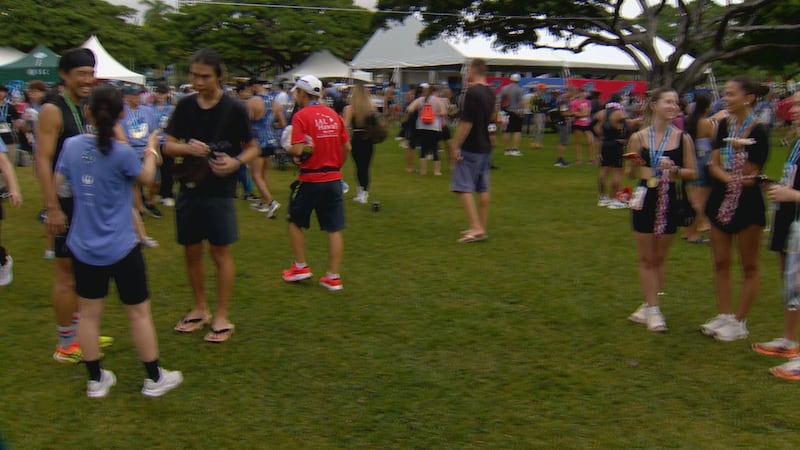 From elite runners to keiki and kupuna, finishers of the marathon gathered at the finisher’s...