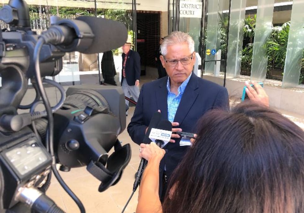 Louis Kealoha leaves court Tuesday morning after his wife pleaded guilty to the remaining...