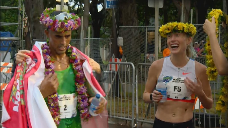 Early morning showers covered the Honolulu Marathon course in puddles, but that didn’t stop...