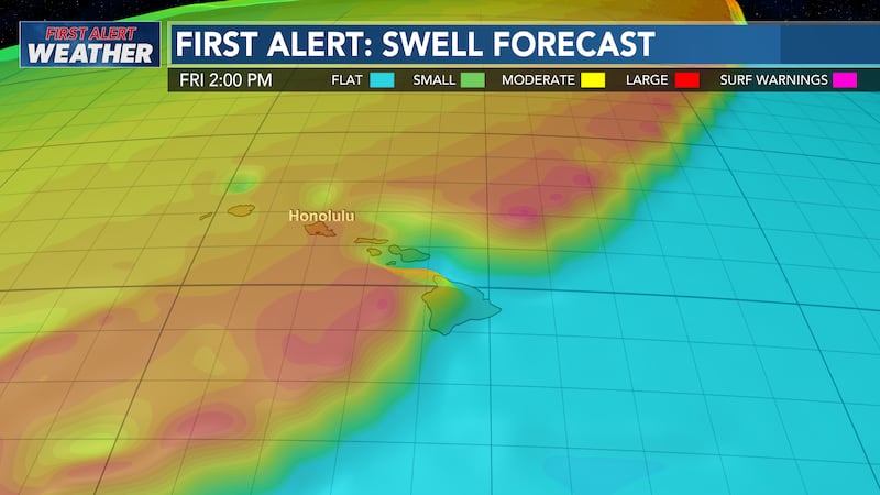 Large surf is expected for north and west facing shores this weekend.