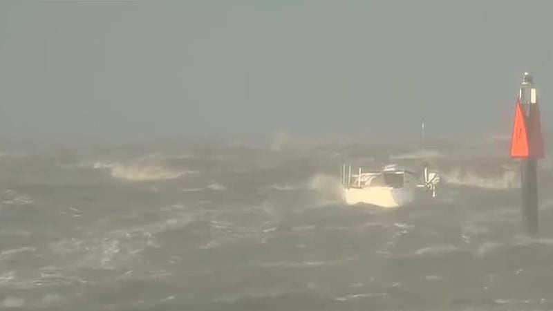 Man on boat off east end of Dauphin Island