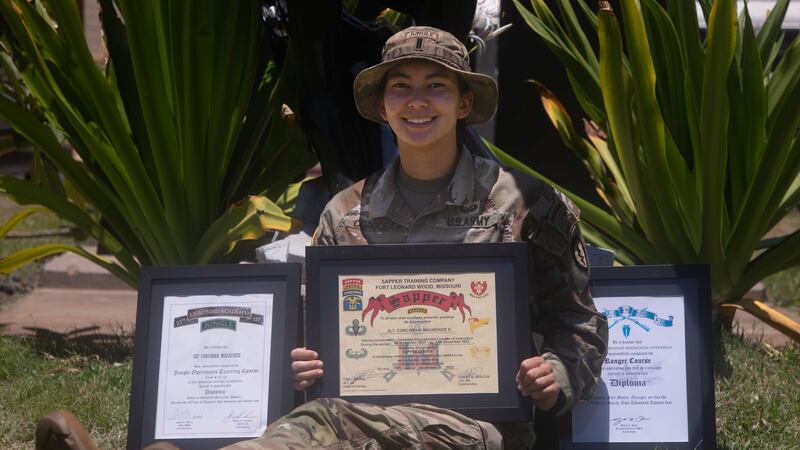 1st Lt. Mackenzie Corcoran, assigned to the 29th Brigade Engineer Battalion, 25th Infantry...