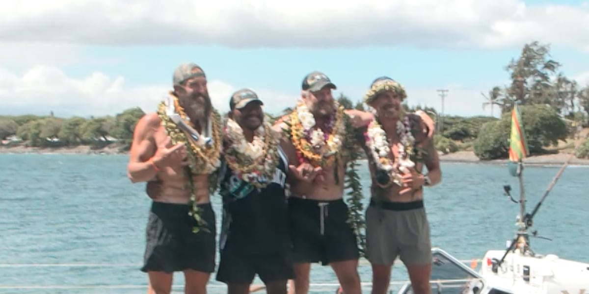 Mission accomplished: Four men row 3,100 miles across Pacific Ocean
