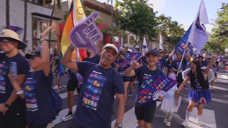 Marchers, floats and vehicles made their way from Magic Island at Ala Moana and down Kalākaua...