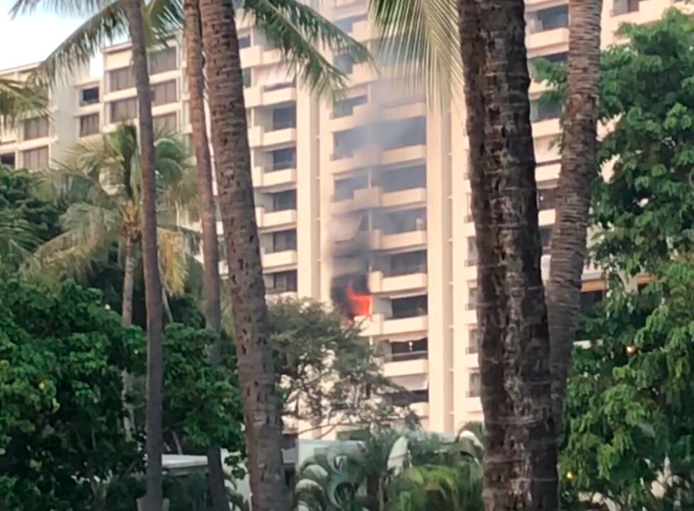 Photos showed visible flames, and smoke pouring from the unit.