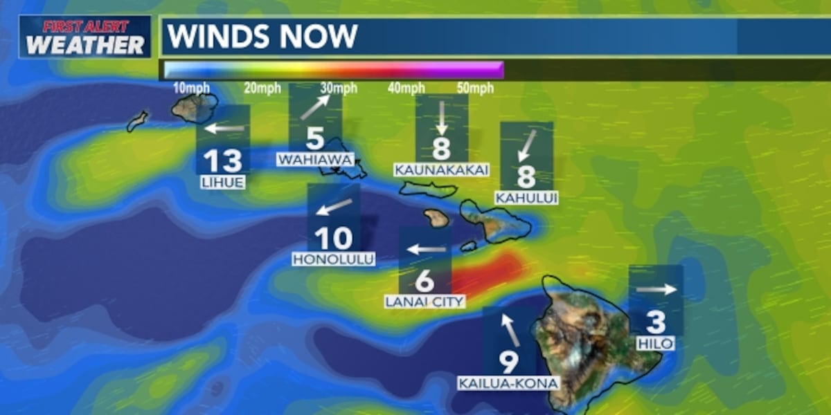 First Alert Forecast: Gusty trade winds to kick off the weekend