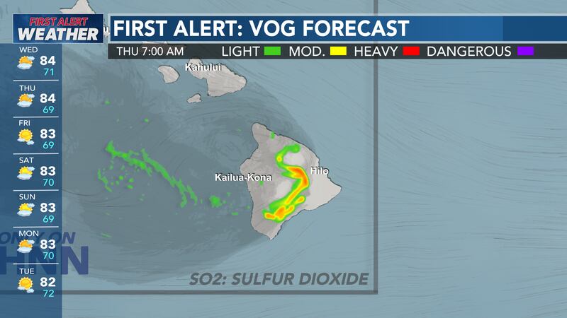 Voggy conditions expected on Hawaii Island as the eruption continues.