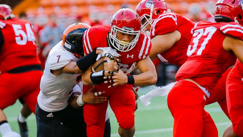 Kahuku running back Zealand Matagi totaled 133 rushing yards and a pair of touchdowns to lead...