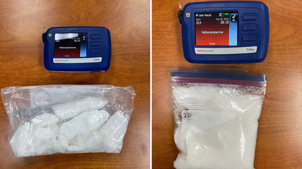 NED's forensic lab testing confirmed the substance was meth.