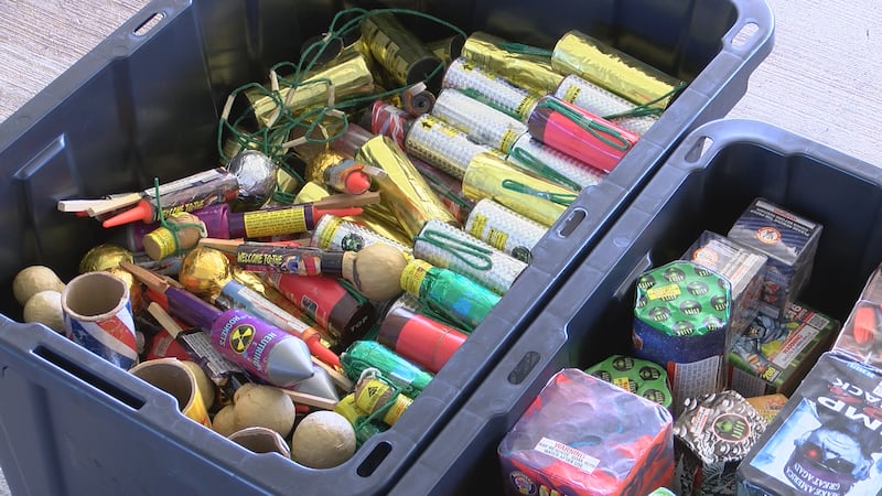 Law enforcement officials collected more than 500 pounds of illegal fireworks during a buyback...