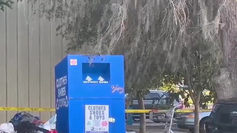 A body was found inside of a donation box.