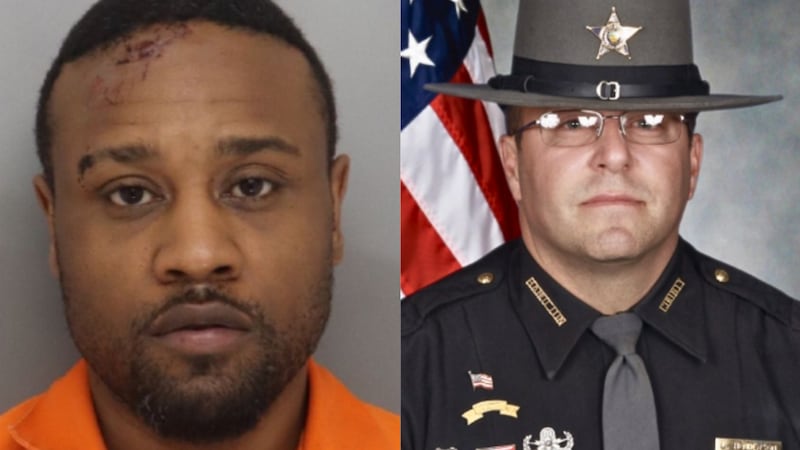 Rodney Hinton Jr. (left) was on trial for the murder of Deputy Larry Henderson (right).