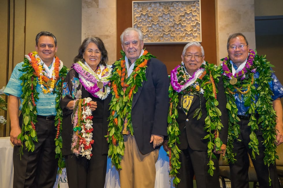 2016 UH Distinguished Alumni Award honorees (left to right): Eric Yeaman, Jackie Young, Larry...