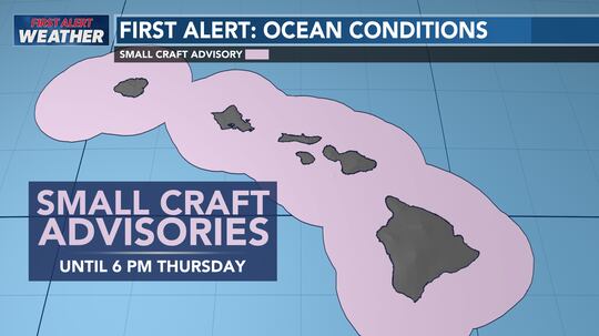 A small craft advisory is in effect for all offshore waters until 6 PM Thursday.