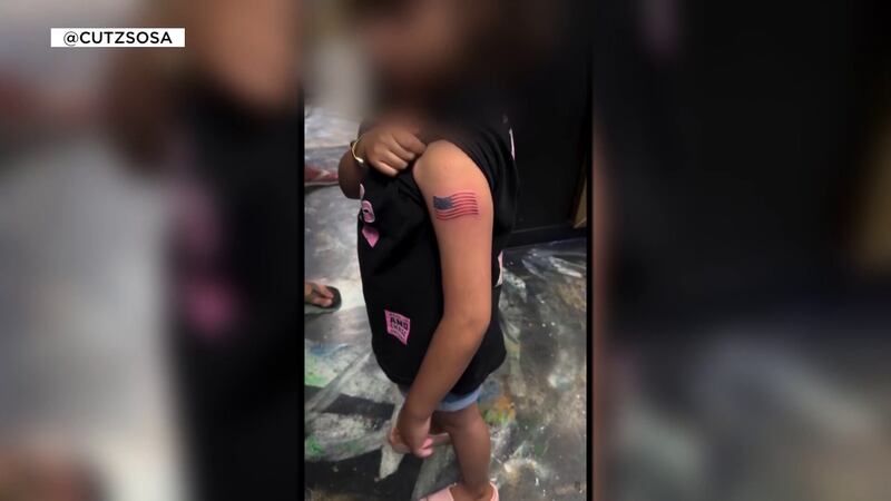 According to the tattoo artist, the girl got an American flag tattoo on her arm at Black Onyx...