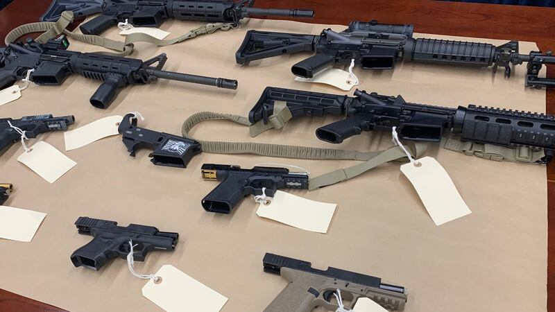 Honolulu Police showed several weapons at a news conference Thursday; all but two seen here...