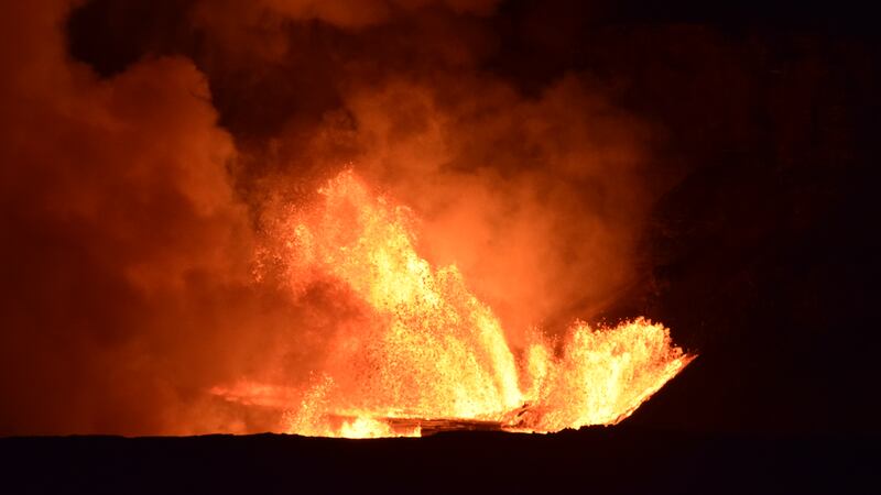 Scientists said the eruption is “dynamic” but lava activity is confined to the summit caldera...