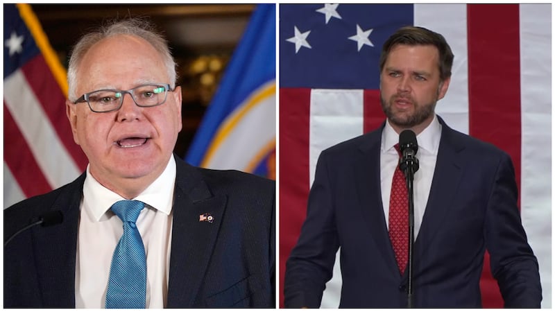 Gov. Tim Walz, left, and Sen. JD Vance, right.