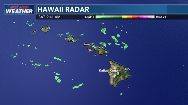 A higher chance of showers is expected Sunday and Monday.