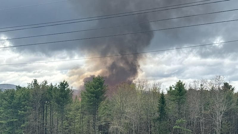 Smoke coming from Robbins Lumber in Searsmont