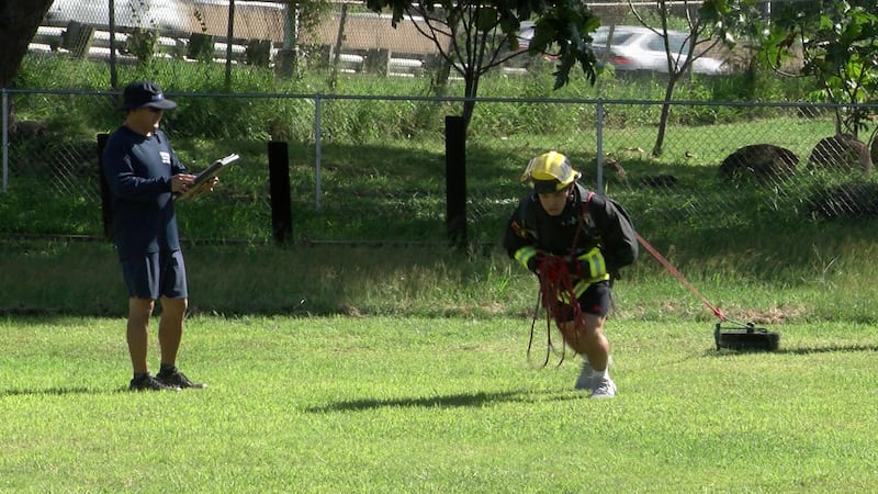 Oahu firefighters training for agility test