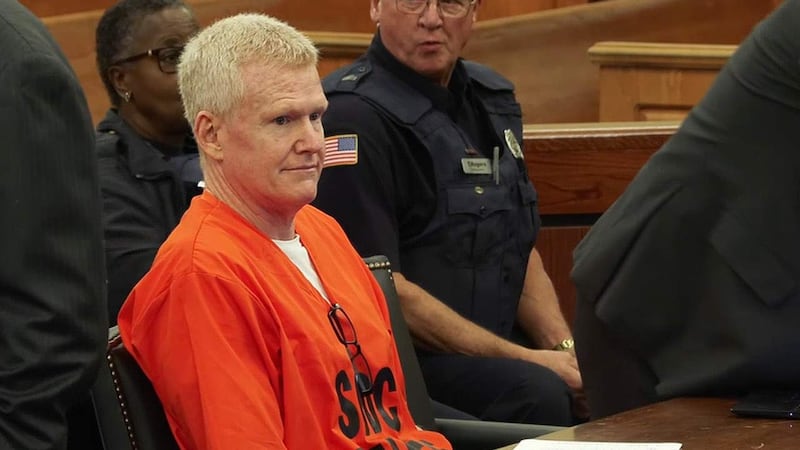 Alex Murdaugh sits in a Beaufort County courtroom Friday morning at a pretrial hearing...