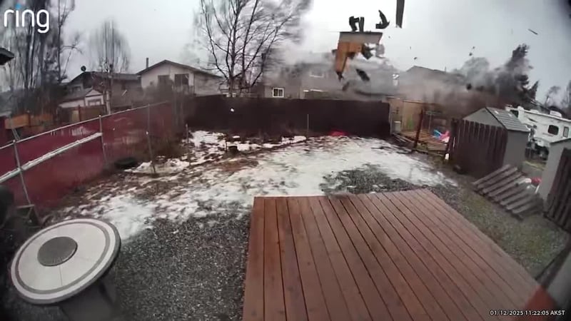 The roof of an Alaska home was partially torn off amid a severe windstorm, and the moment was...