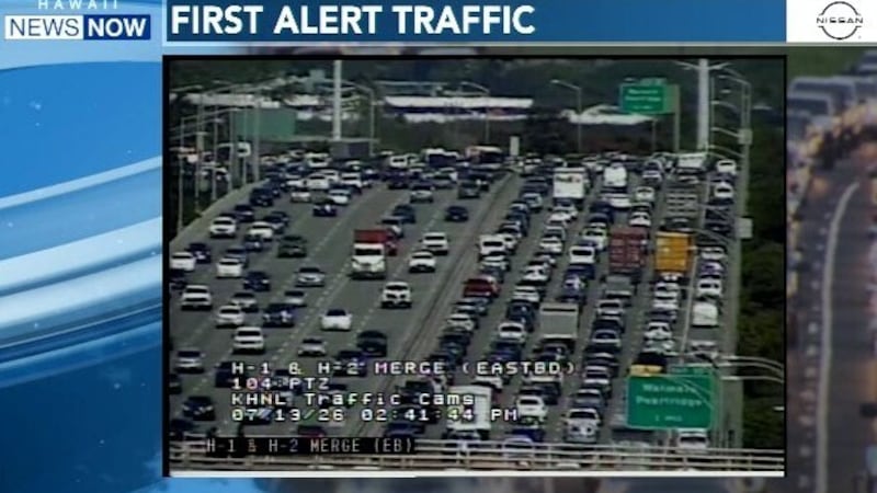 The closure is causing traffic gridlock eastbound, with backups past Manager’s Drive.